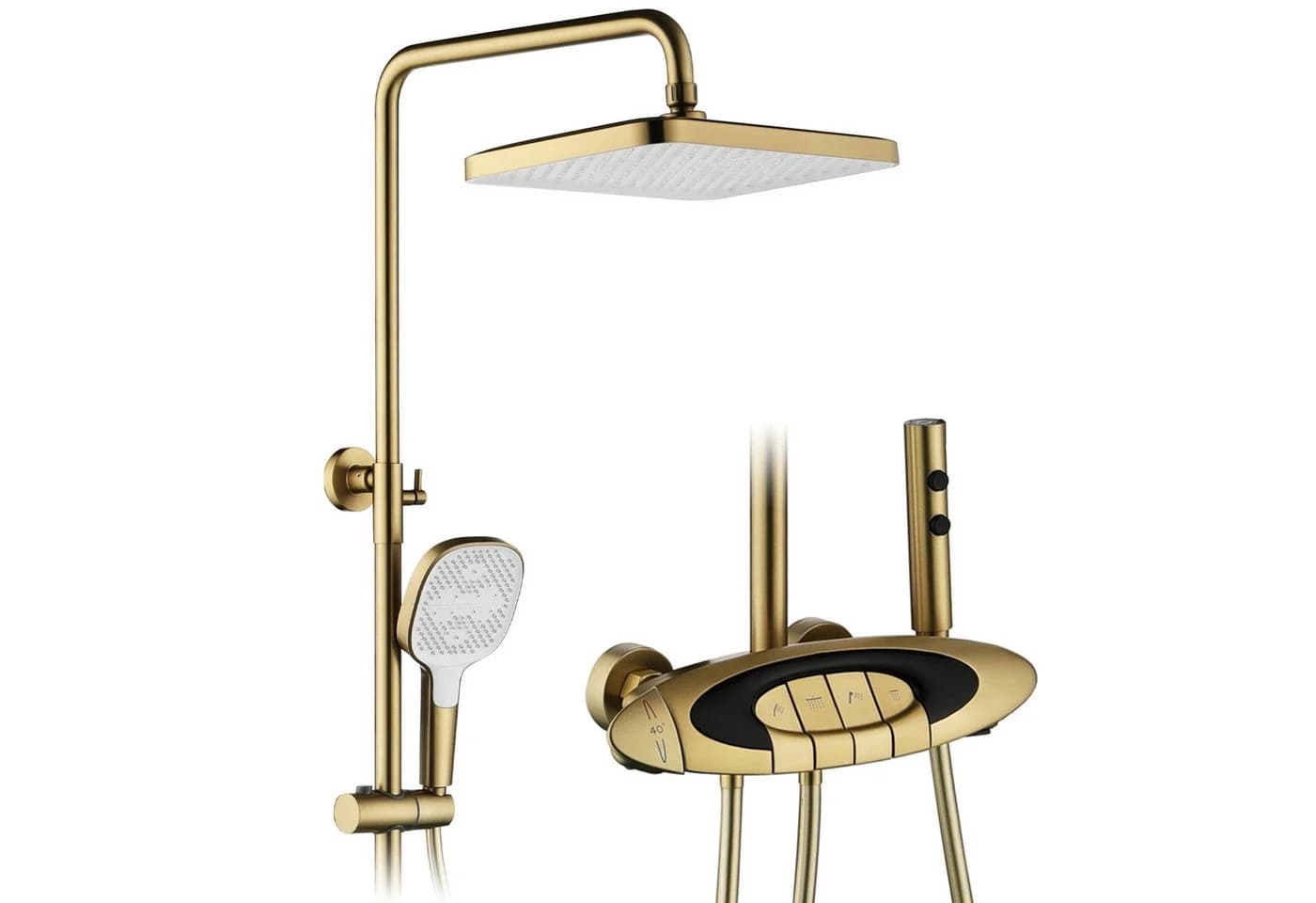Oihpaw Duschsystem 4in1 Thermostat Regendusche Gebürstetes Gold - Bild 2