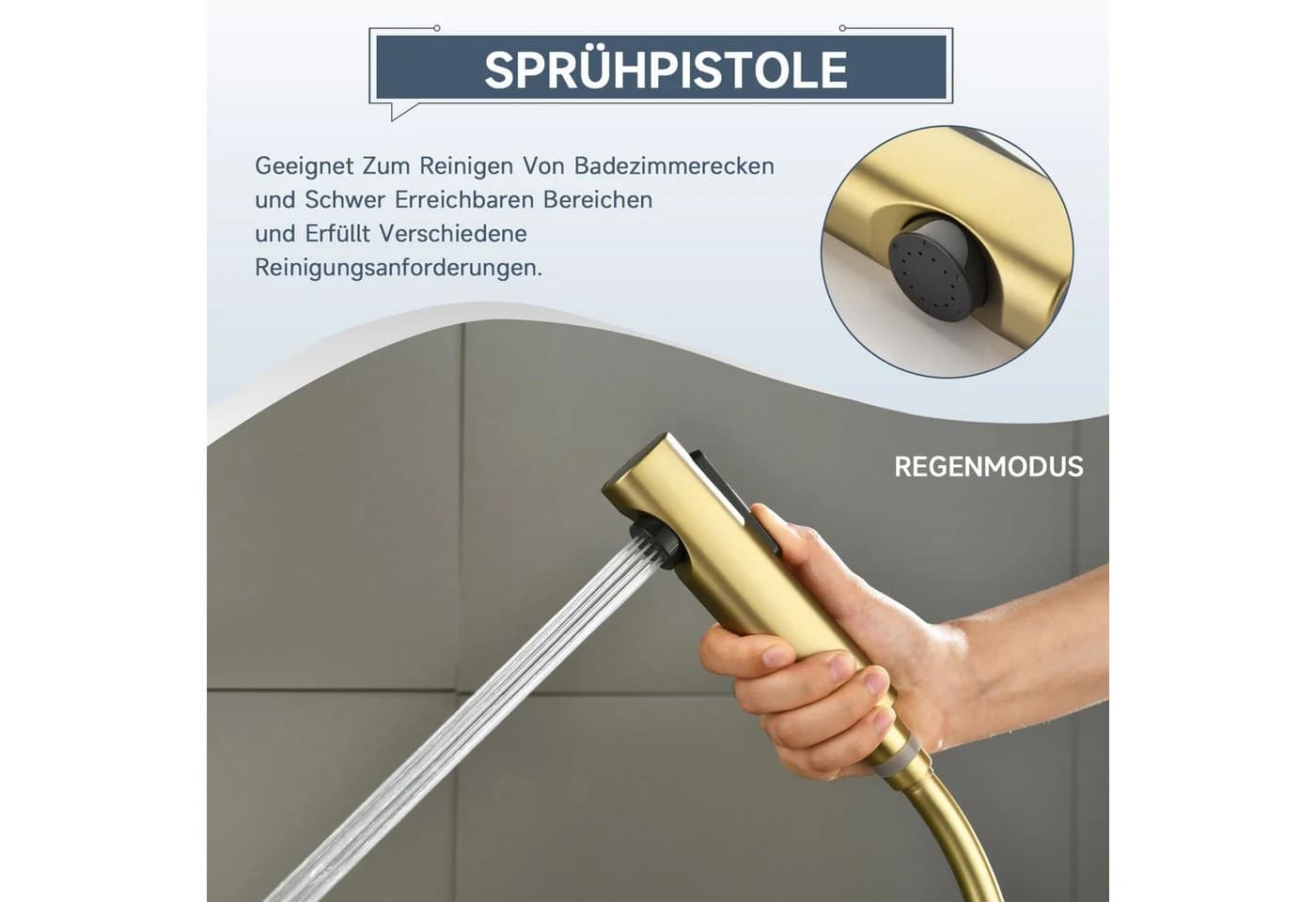 Oihpaw Duschsystem mit Thermostat und Digitalanzeige Gold/Schwarz - Bild 5