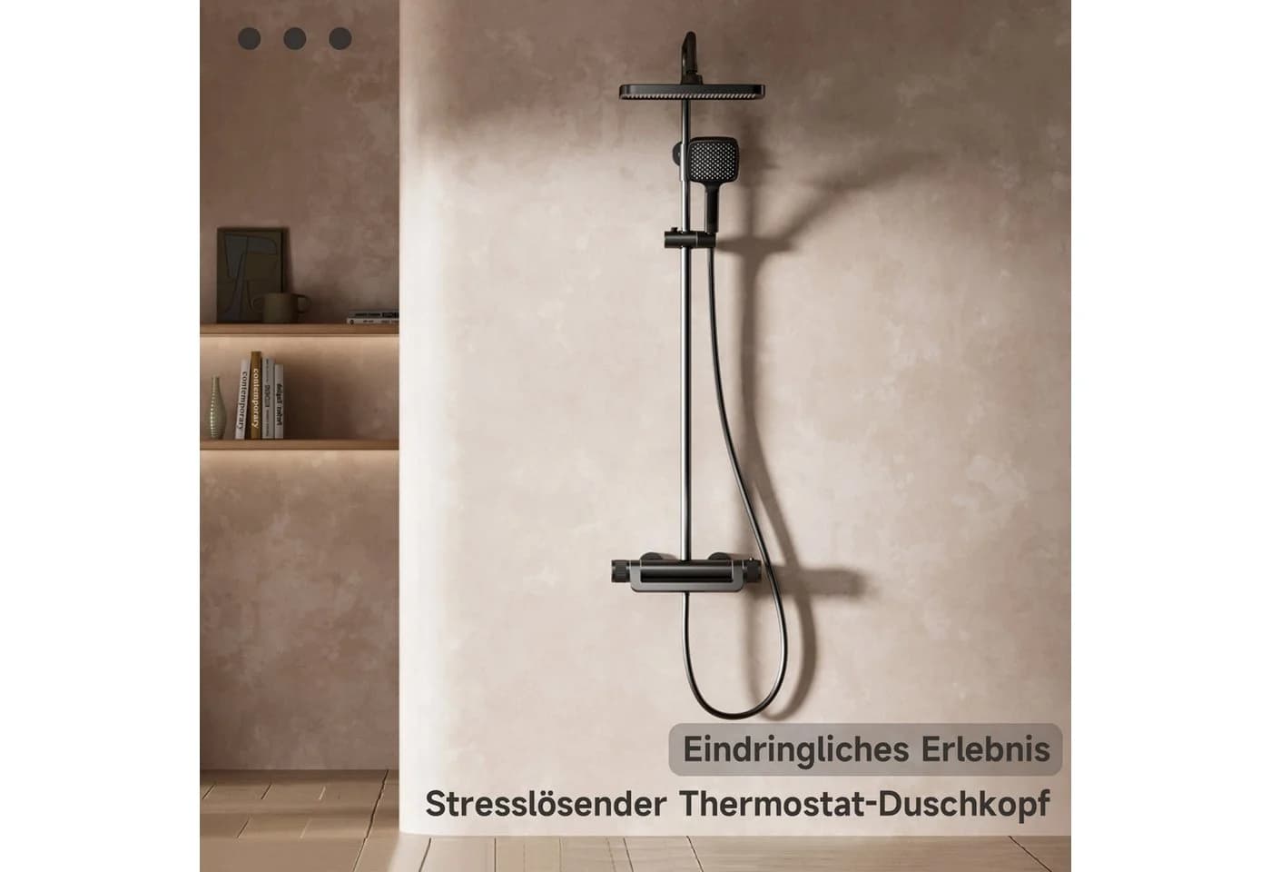 Oihpaw Duschsystem Premium Duschsäulen-Set 3in1 Regendusche mit Thermostat Grau - Bild 3