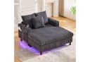 KLAM HOME Loungesofa Premium Chaiselongue Grau mit LED & USB Bild 2