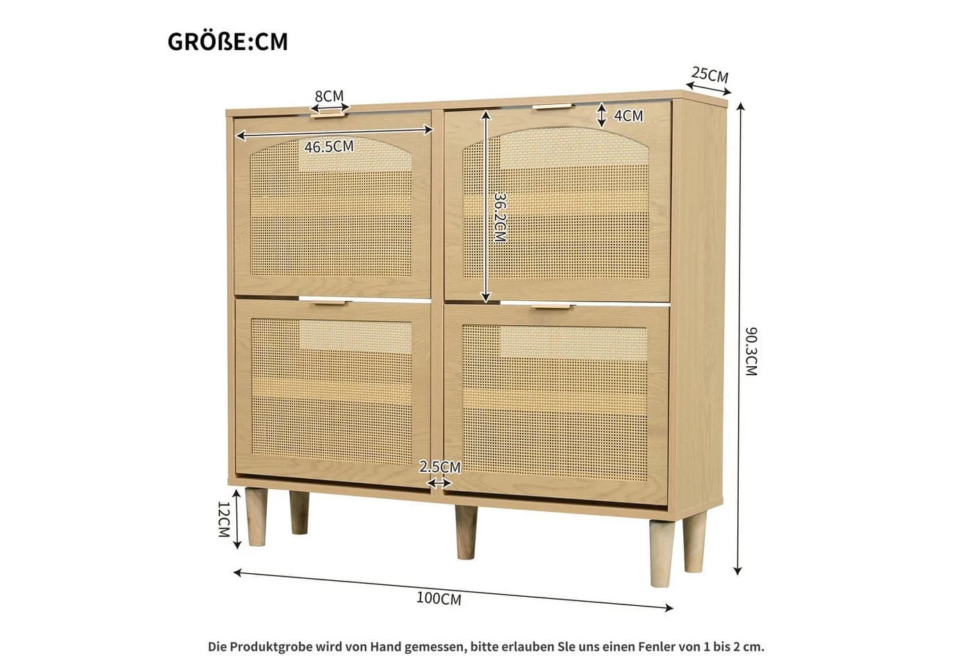KLAM HOME Schuhschrank Rattan 4 Klappschubladen - Bild 5