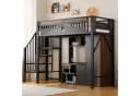 KLAM HOME Metall-Hochbett mit Sicherheitszaun und Stauraum Schwarz Bild 2
