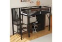 KLAM HOME Metall-Hochbett mit Sicherheitszaun und Stauraum Schwarz Bild 3