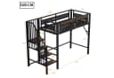 KLAM HOME Metall-Hochbett mit Sicherheitszaun und Stauraum Schwarz Bild 4
