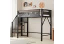 KLAM HOME Metall-Hochbett mit Sicherheitszaun und Stauraum Schwarz Bild 5