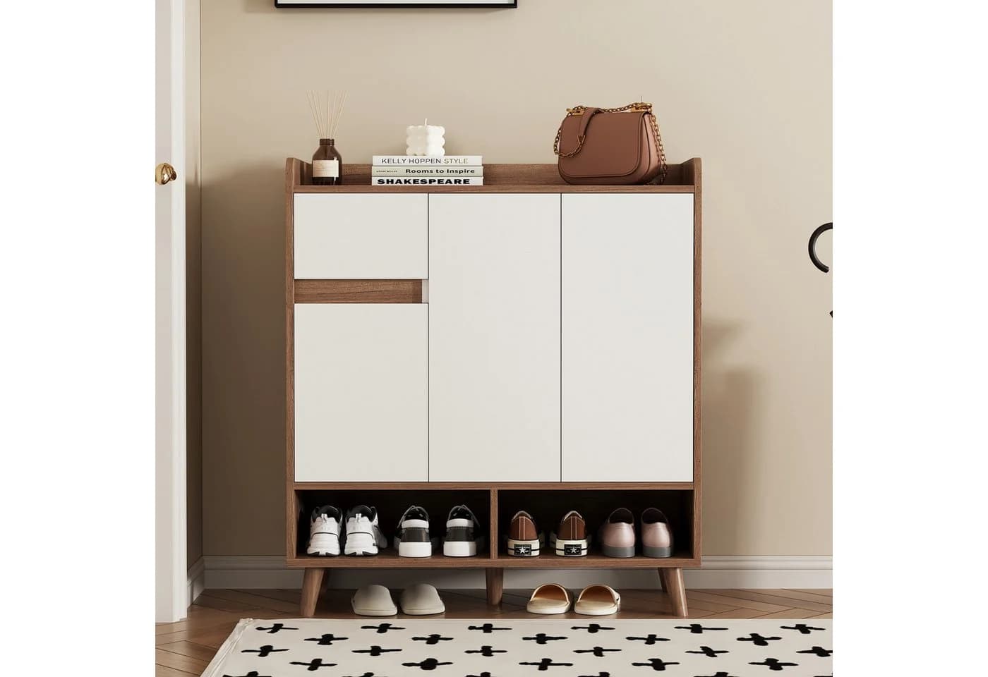 KLAM HOME Schuhschrank 99x35x90 cm mit verstellbaren Einlegeböden - Bild 5