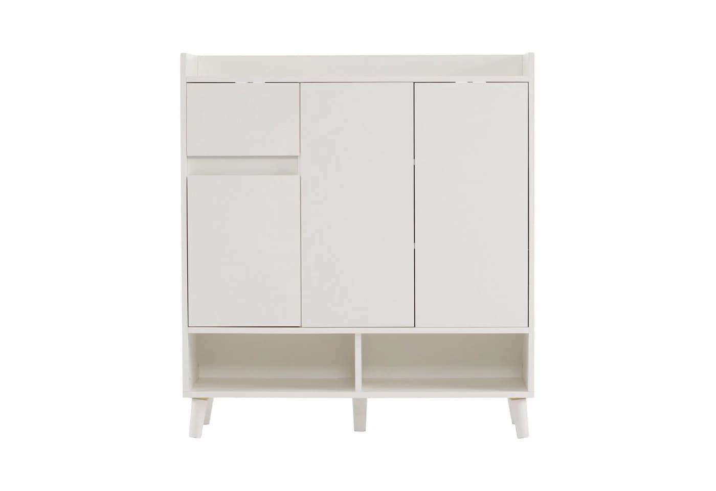KLAM HOME Schuhschrank Weiß Massivholzbeine