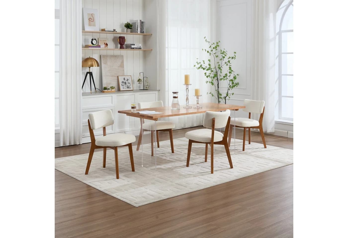 KLAM HOME Esszimmerstuhl Mid-Century Beige Satz von 2 - Bild 2