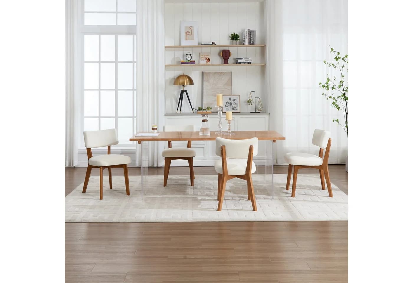 KLAM HOME Esszimmerstuhl Mid-Century Beige Satz von 2 - Bild 4