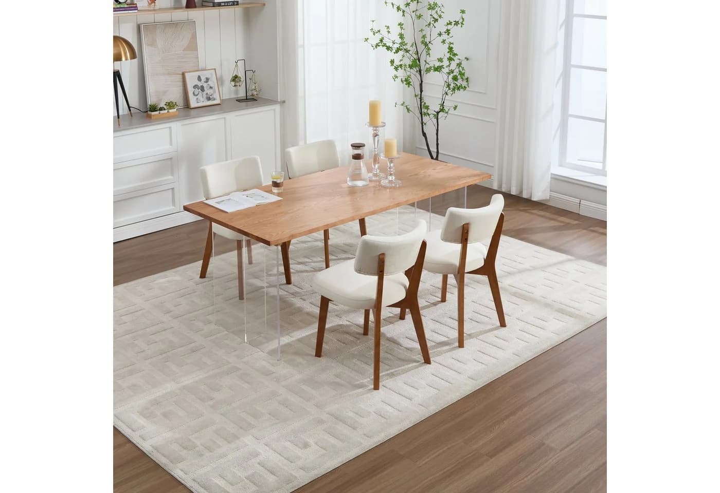 KLAM HOME Esszimmerstuhl Mid-Century Beige Satz von 2 - Bild 5
