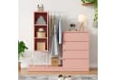 KLAM HOME Garderoben-Set Rosa Kleiderschrank mit Kippsicherung Bild 4