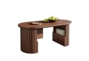 KLAM HOME Couchtisch Oval Retro-Stil Nussbaum Bild 1