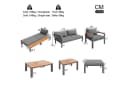 KLAM HOME Gartenlounge-Set Grau Modular Metallrahmen Akazie Bild 3