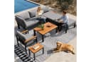 KLAM HOME Gartenlounge-Set Grau Modular Metallrahmen Akazie Bild 4