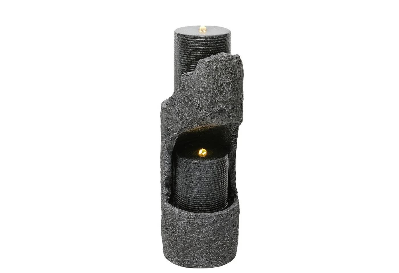 KLAM HOME Gartenbrunnen Grau LED Deko 150cm