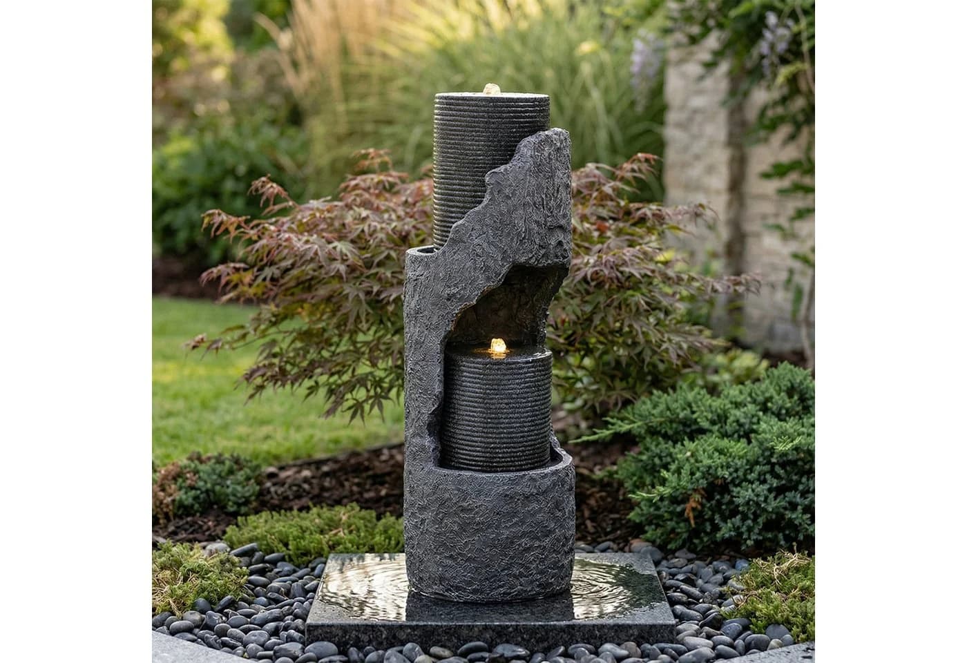 KLAM HOME Gartenbrunnen Grau LED Deko 150cm - Bild 2