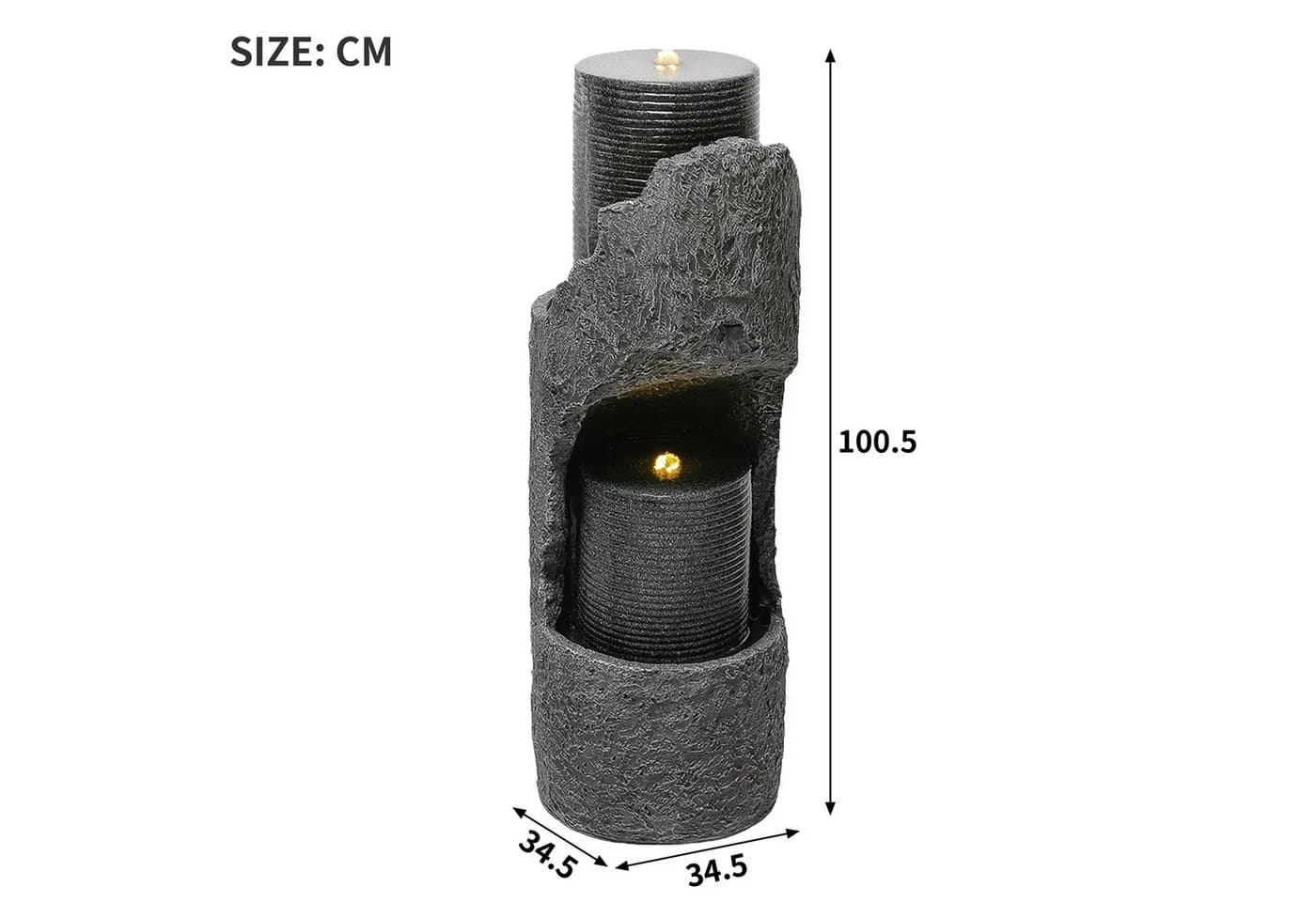 KLAM HOME Gartenbrunnen Grau LED Deko 150cm - Bild 3