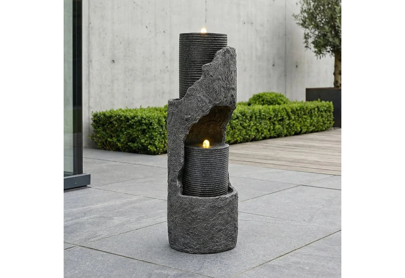 KLAM HOME Gartenbrunnen Grau LED Deko 150cm - Bild 5