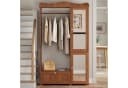KLAM HOME Garderobenschrank Eiche mit Ganzkörperspiegel & Kleiderständer Bild 4
