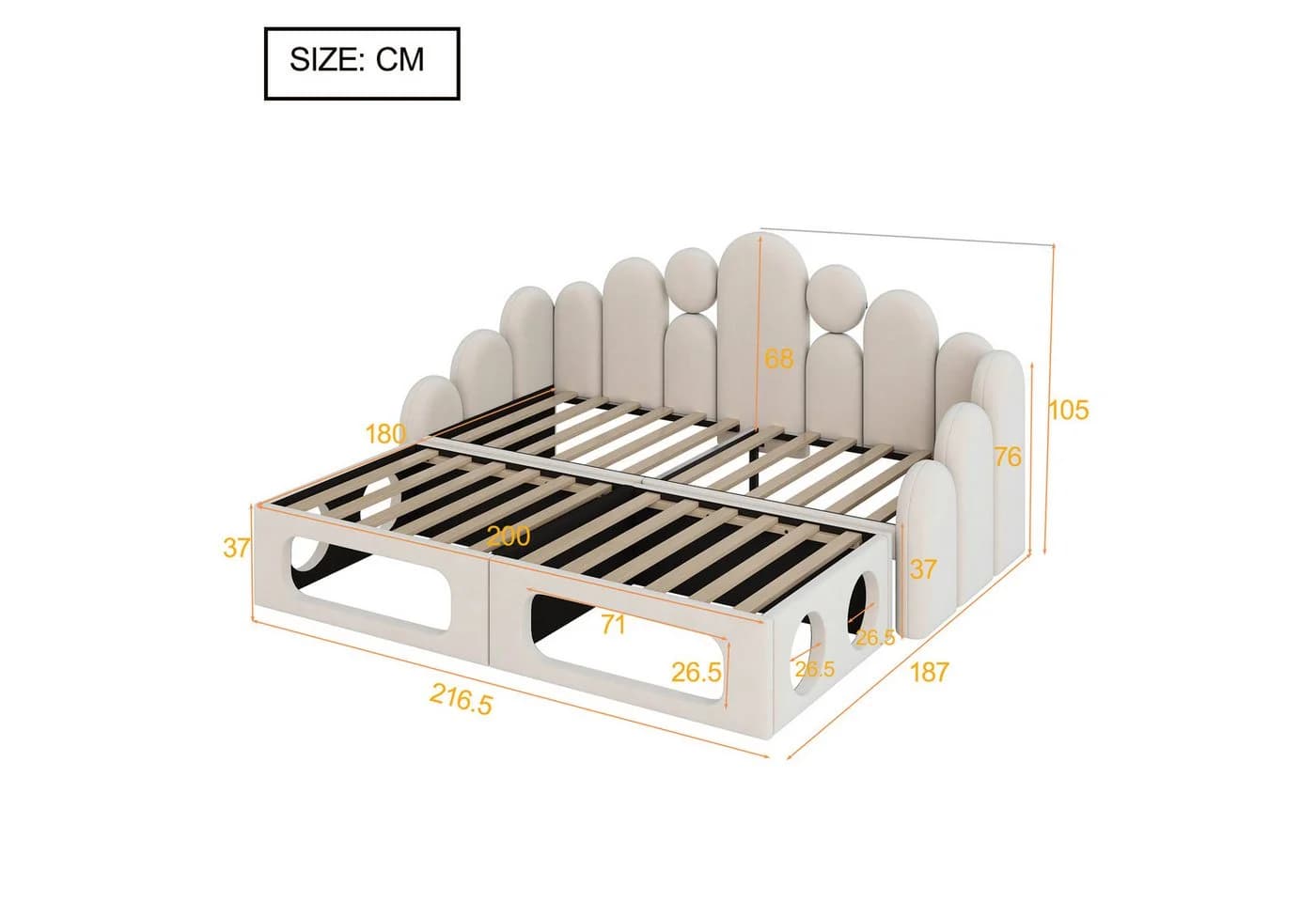 KLAM HOME Schlafsofa 2-in-1 Rosa Samt mit Haustierbett - Bild 3