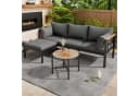 KLAM HOME Gartenlounge-Set Grau Eckgarnitur mit Glastisch Bild 2