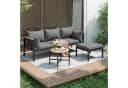 KLAM HOME Gartenlounge-Set Grau Eckgarnitur mit Glastisch Bild 5