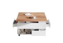 KLAM HOME Couchtisch 100x50x52 cm mit 4 Rollen, höhenverstellbar, weiß Bild 1
