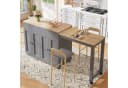 KLAM HOME Ausziehbarer Bartisch mit Stauraum 118-180x50x94cm Weiß Bild 2
