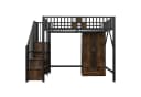 KLAM HOME Hochbett mit integriertem Kleiderschrank und Aufbewahrungsleiter Bild 1