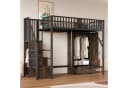 KLAM HOME Hochbett mit integriertem Kleiderschrank und Aufbewahrungsleiter Bild 2