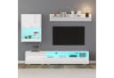 KLAM HOME TV-Wohnwand Set Weiß Hochglanz LED Bild 5