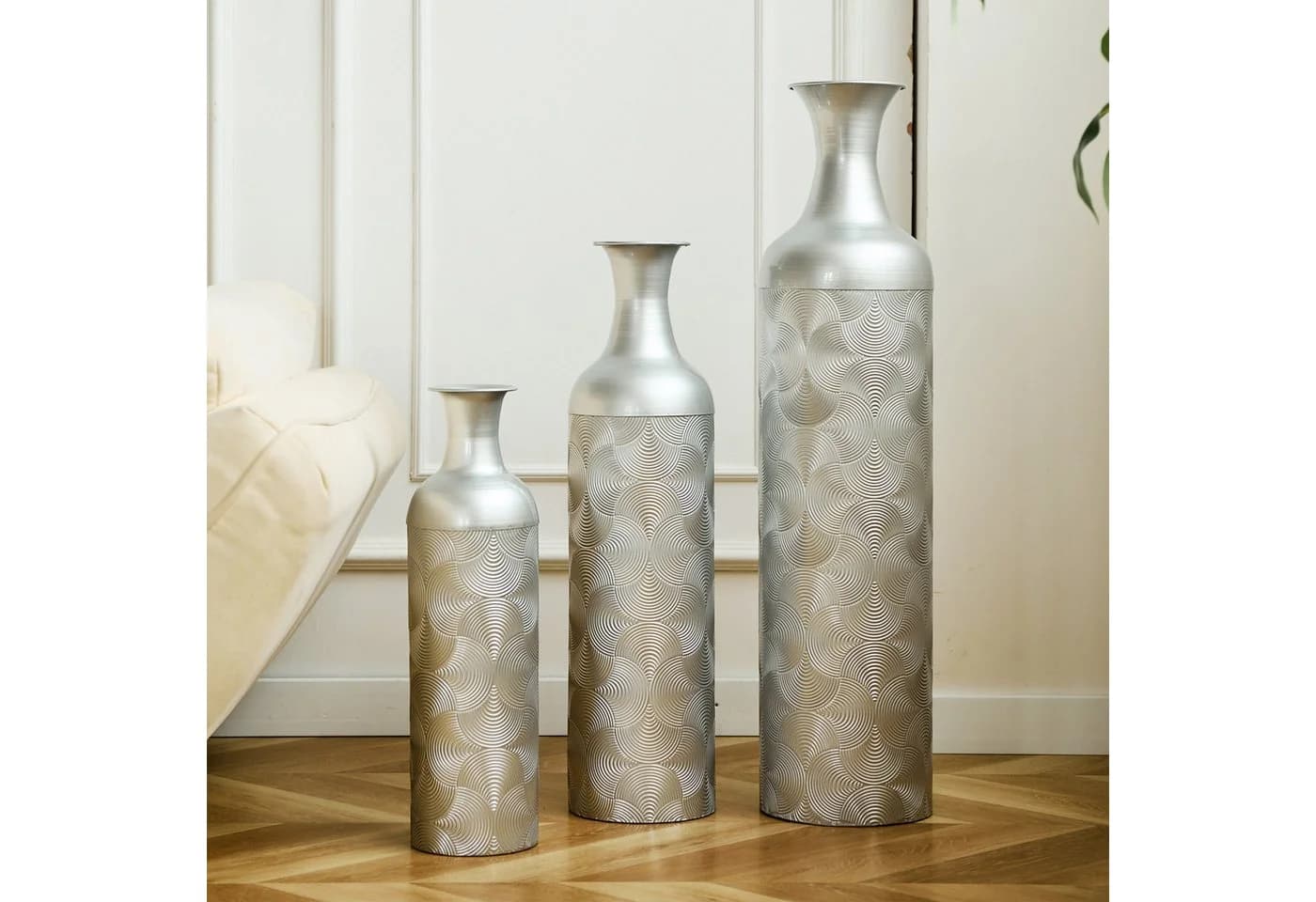 KLAM HOME Bodenvasen-Set 3er Metall 50/65/83 cm Mid-Century Modern - Bild 2