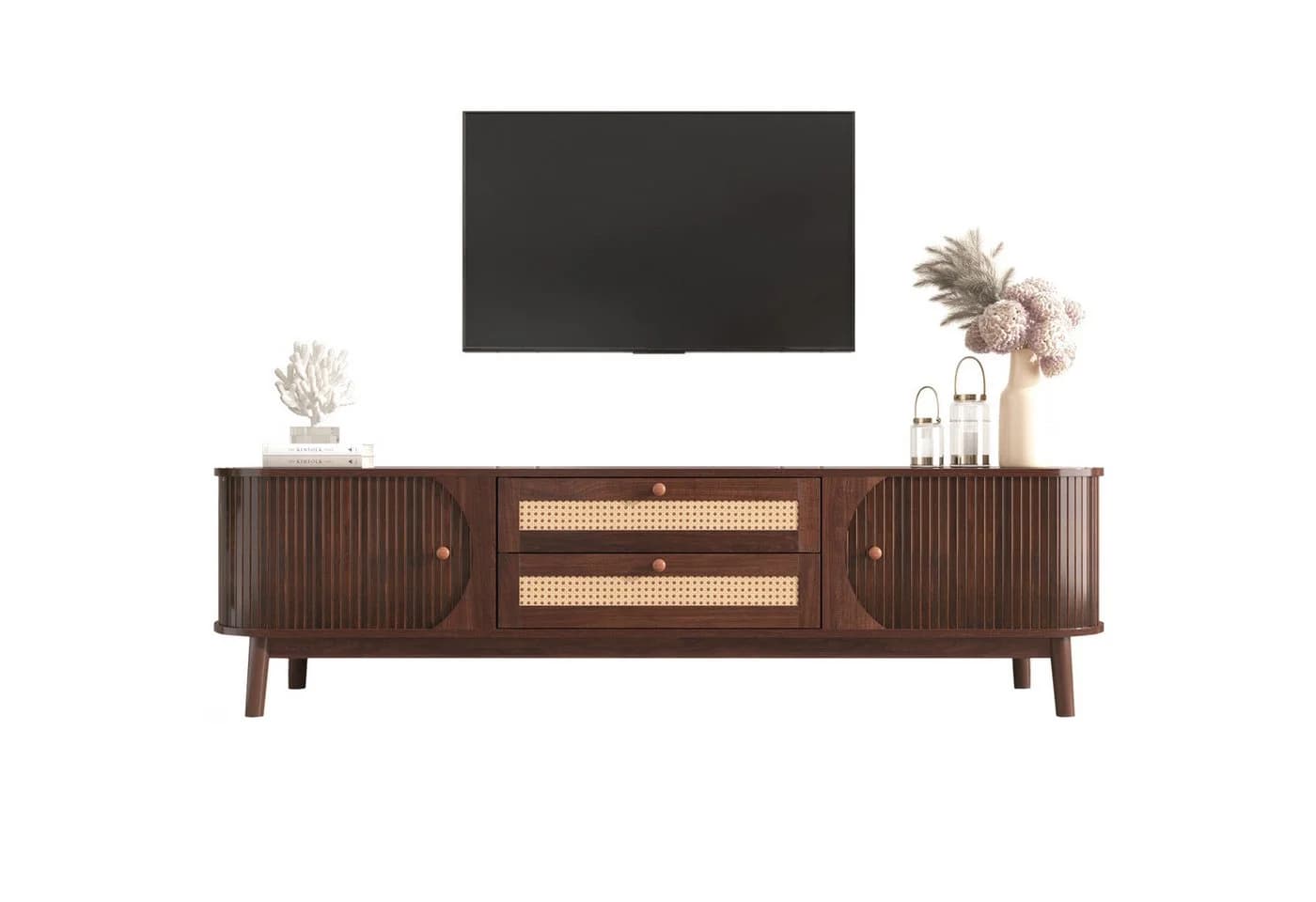 KLAM HOME Lowboard TV-Schrank 170 cm Massivholz Landhausstil