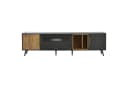 KLAM HOME TV Lowboard Grau Holzmaserung 200cm bis 90 Zoll Klapptür Bild 1