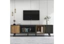KLAM HOME TV Lowboard Grau Holzmaserung 200cm bis 90 Zoll Klapptür Bild 2