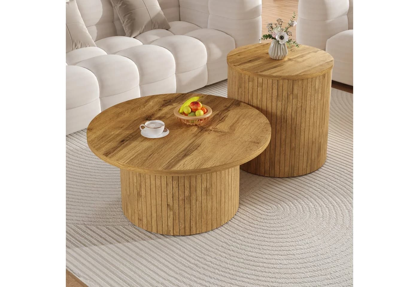KLAM HOME Couchtisch Set Mit Naturholzoptik Aus MDF - Bild 5