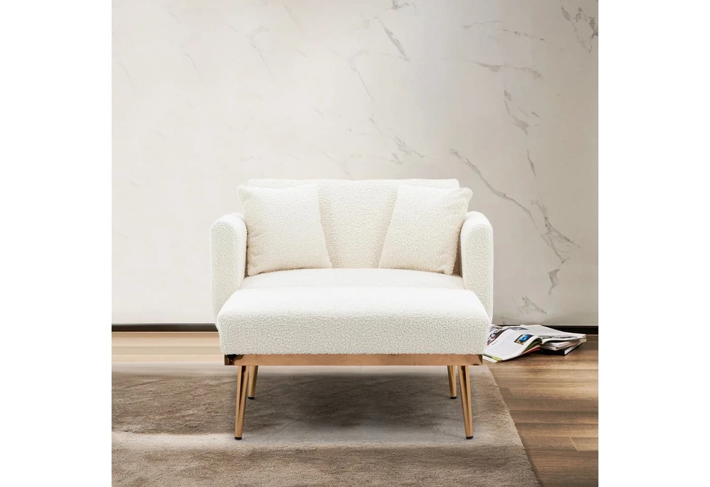 KLAM HOME Schlafsofa Modernes Relaxsessel Weiß Verstellbare Rückenlehne - Bild 4