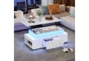 KLAM HOME Höhenverstellbarer Couchtisch LED Beleuchtung Weiß Bild 2