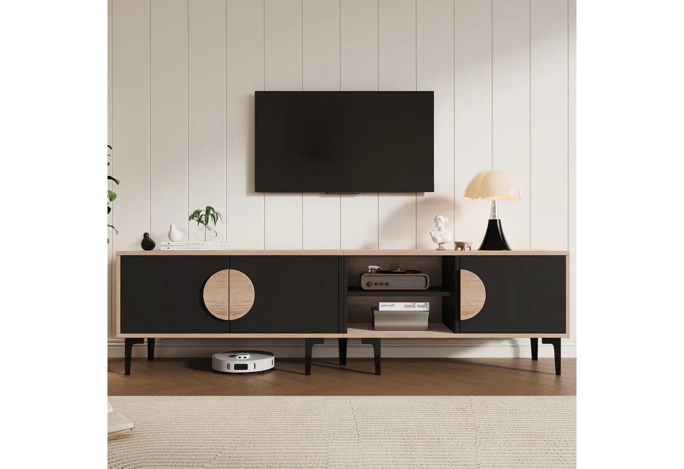 KLAM HOME Lowboard 180cm TV Schrank Dunkle Nussbaum Optik - Bild 2