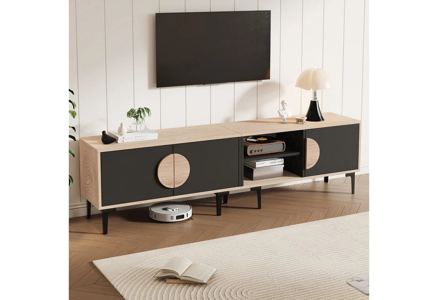 KLAM HOME Lowboard 180cm TV Schrank Dunkle Nussbaum Optik - Bild 4