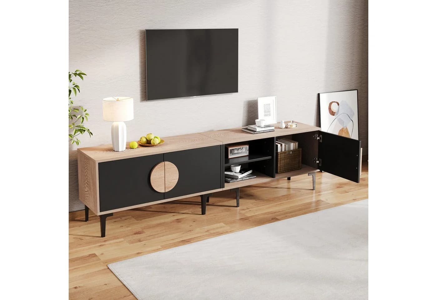 KLAM HOME Lowboard 180cm TV Schrank Dunkle Nussbaum Optik - Bild 5
