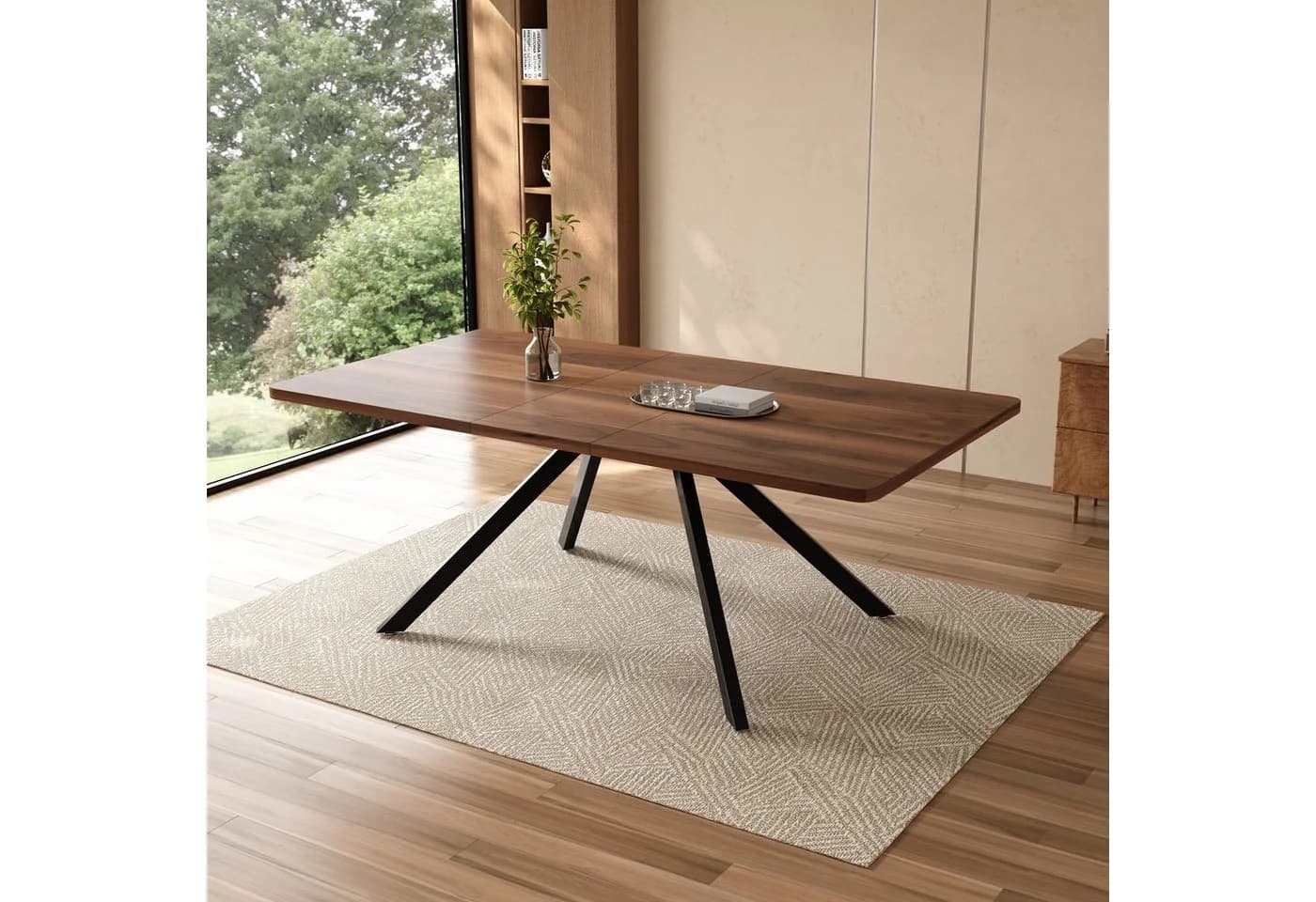 KLAM HOME Esstisch Ausziehbar 160-240 cm Nussbaum Optik Metallbeine - Bild 5