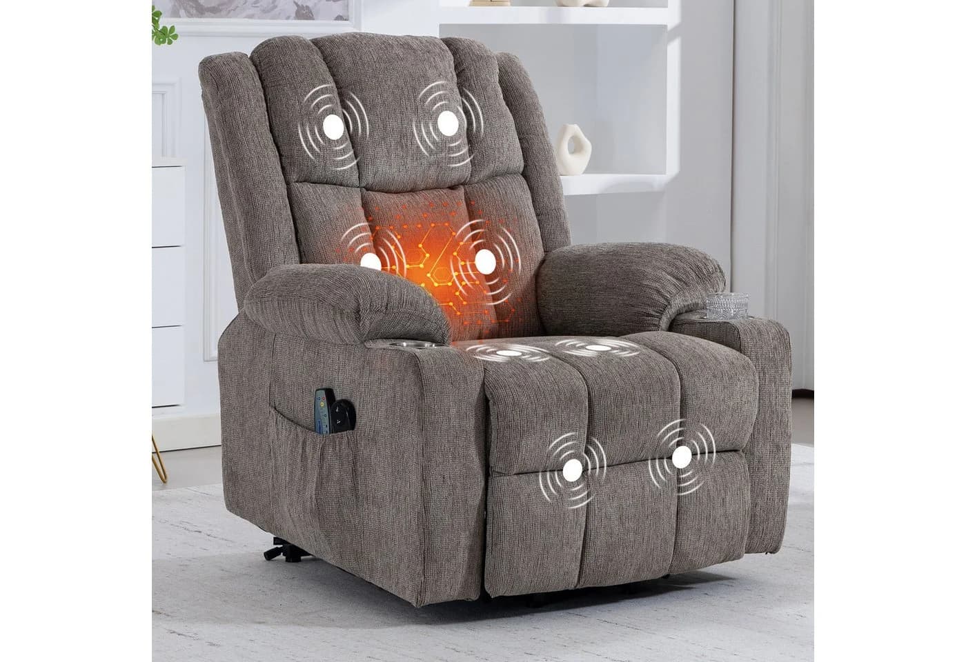 KLAM HOME Relaxsessel TV-Massagesessel mit Aufstehfunktion, Wärme & 4D-Vibration - Bild 2