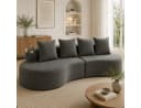 KLAM HOME 4-Sitzer Sofa Beige Leinenstoff mit Tassenhalter Bild 2