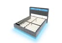KLAM HOME Polsterbett Beige Samt mit LED & USB Stauraum Bild 1