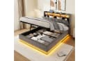 KLAM HOME Polsterbett Beige Samt mit LED & USB Stauraum Bild 4