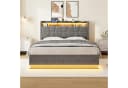 KLAM HOME Polsterbett Beige Samt mit LED & USB Stauraum Bild 5