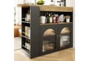 KLAM HOME Bartisch ausziehbar Stehtisch Bistrotisch drehbar Sideboard mit LED-Lichtleisten Bild 4