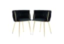 KLAM HOME Samt-Esstuhl-Set 2er mit goldenen Metallbeinen Schwarz Bild 2