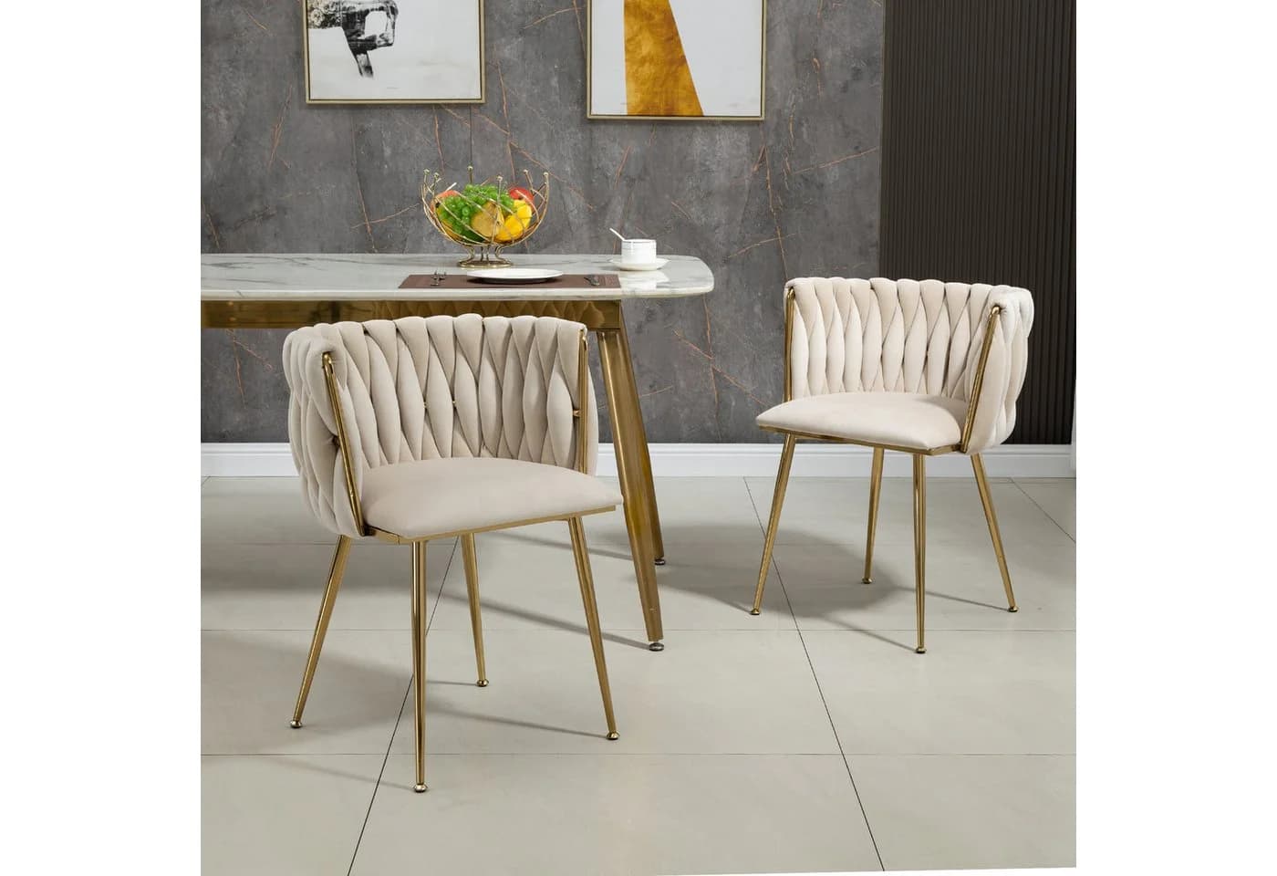 KLAM HOME Esszimmerstuhl Samt Gold - Bild 4